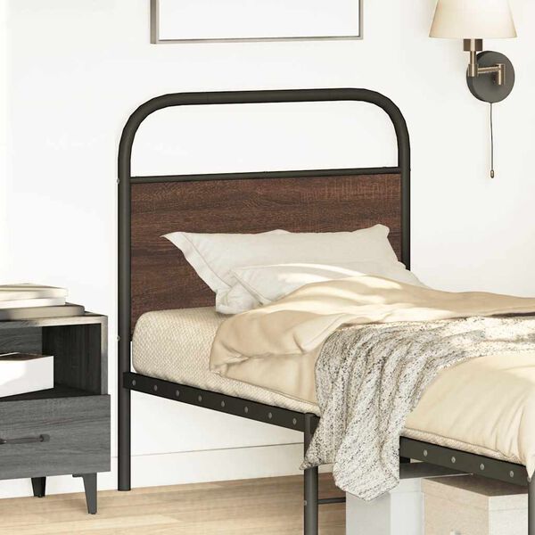 vidaXL Tăblie de pat de schimb, stejar maro, 80 cm, lemn prelucrat și oțel