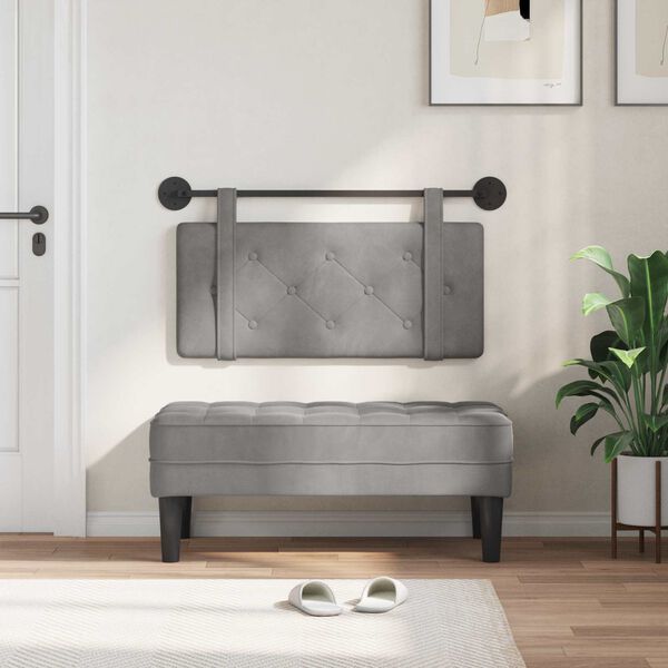 vidaXL Cap de pat suspendat Gri deschis 100 x 55 x 5 cm Catifea