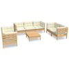 vidaXL Set mobilier grădină cu perne crem, 8 piese, lemn masiv de pin
