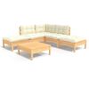 vidaXL Set mobilier grădină cu perne crem, 6 piese, lemn masiv de pin