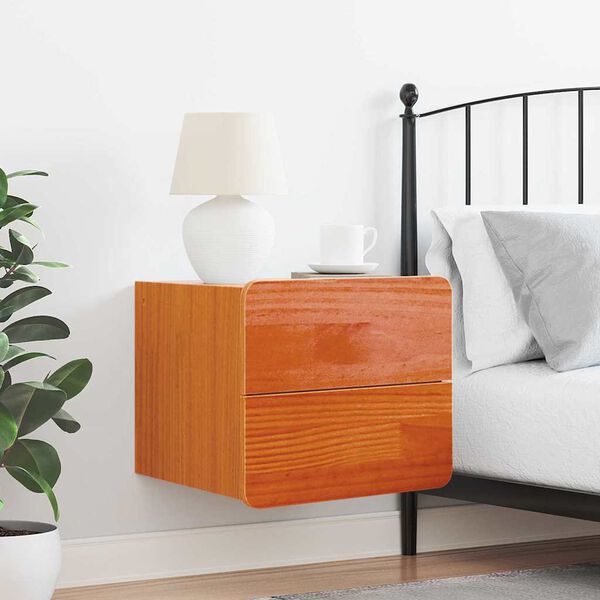 vidaXL Noptieră Maroniu cerat 39 x 34 x 33 cm Lemn masiv de pin