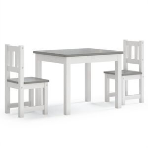 vidaXL Set masă&scaun pentru copii, 3 piese, alb și gri, MDF