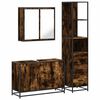 vidaXL Set mobilier de baie, 3 piese, stejar fumuriu, lemn prelucrat