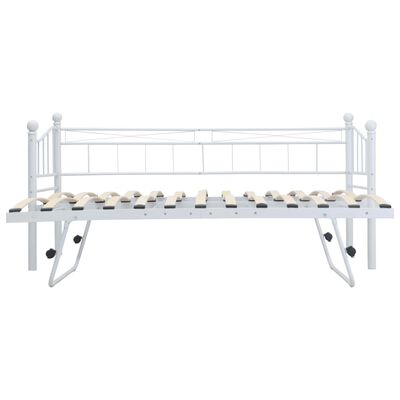 vidaXL Cadru de pat, alb, 180 x 200/90 x 200 cm, oțel