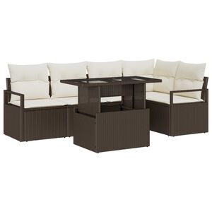 vidaXL Set de canapele pentru grădină cu pernă 6 pcs Maro Rattan poli