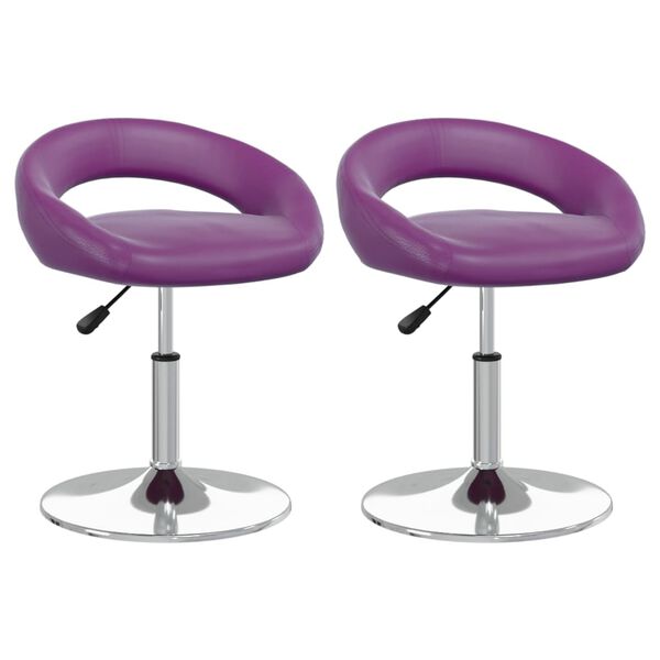 vidaXL Scaune de bucătărie pivotante, 2 buc, violet, piele ecologică