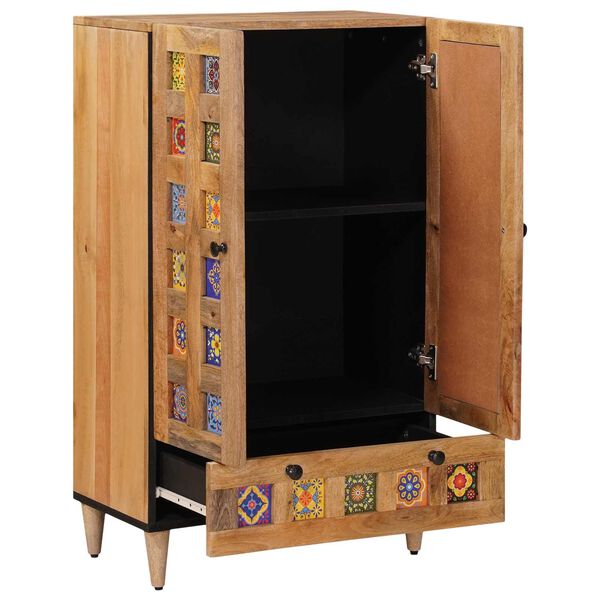 vidaXL Bufet cu sertar natural 60 x 33,5 x 100 cm Lemn de mango solid