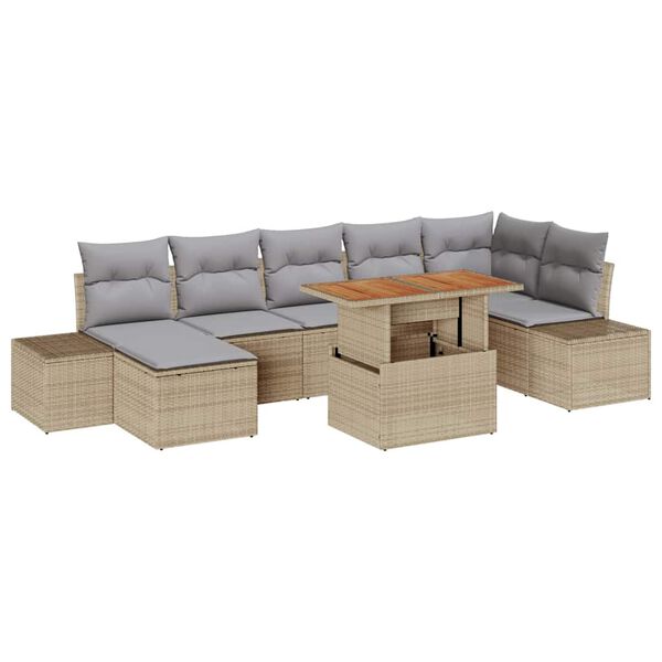 vidaXL Set de canapele pentru grădină 8 pcs Bej Rattan poli