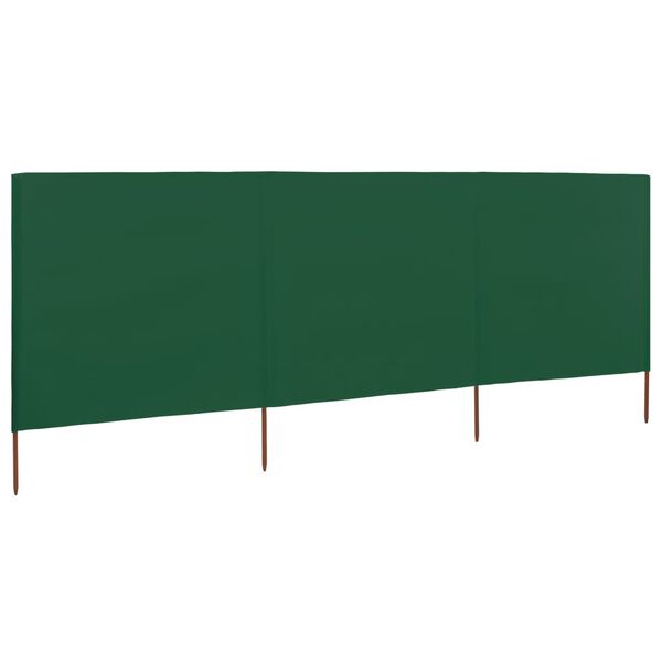 vidaXL Paravan anti-vânt cu 3 panouri, verde, 400 x 160 cm, textil