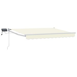 vidaXL Marchiză retractabilă manuală cu led-uri Crema și Alb 2,5 x 2 m
