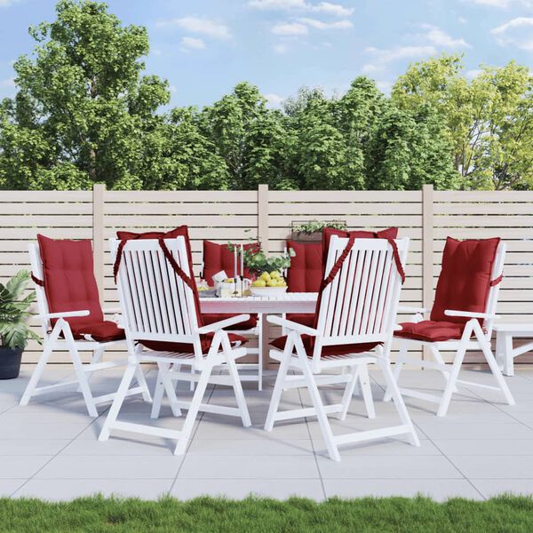 vidaXL Perne scaun cu spătar &icirc;nalt 6 buc, roșu vin, țesătură Oxford