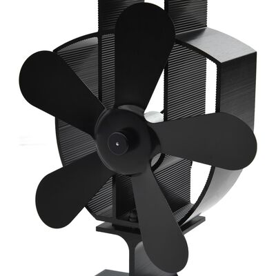 vidaXL Ventilator de sobă cu alimentare termică, 5 palete, negru