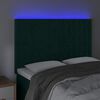 vidaXL Tăblie de pat cu LED, verde &icirc;nchis, 144x5x118/128 cm, catifea