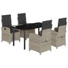 vidaXL Set mobilier de grădină cu perne, 5 piese gri deschis poliratan