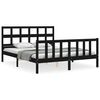 vidaXL Cadru de pat cu tăblie, negru, king size, lemn masiv