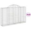 vidaXL Coșuri gabion arcuite 10 buc, 200x30x120/140cm, fier galvanizat