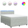 vidaXL Pat box spring cu saltea, gri deschis, 140x190 cm, catifea