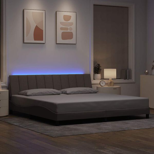 vidaXL Cadru de pat fără saltea, Hanko, gri taupe, 200x200 cm, textil