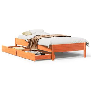 vidaXL Cadru pat fără saltea, maro ceruit, 75x190 cm, lemn masiv pin
