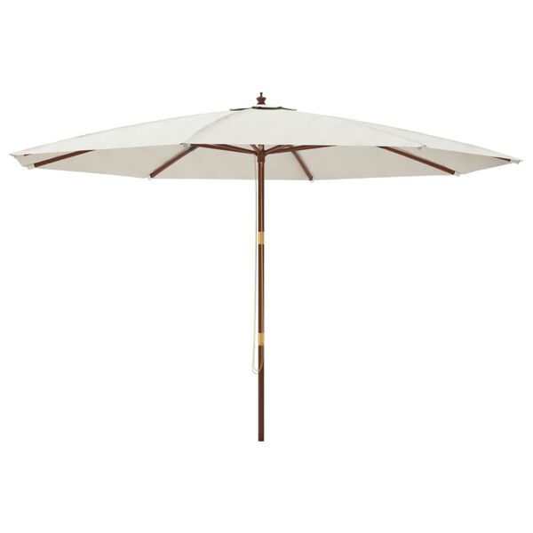 vidaXL Umbrelă de soare de grădină st&acirc;lp din lemn, nisipiu, 400x273 cm