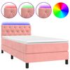 vidaXL Pat continental cu saltea & LED, roz, 80x200 cm, catifea