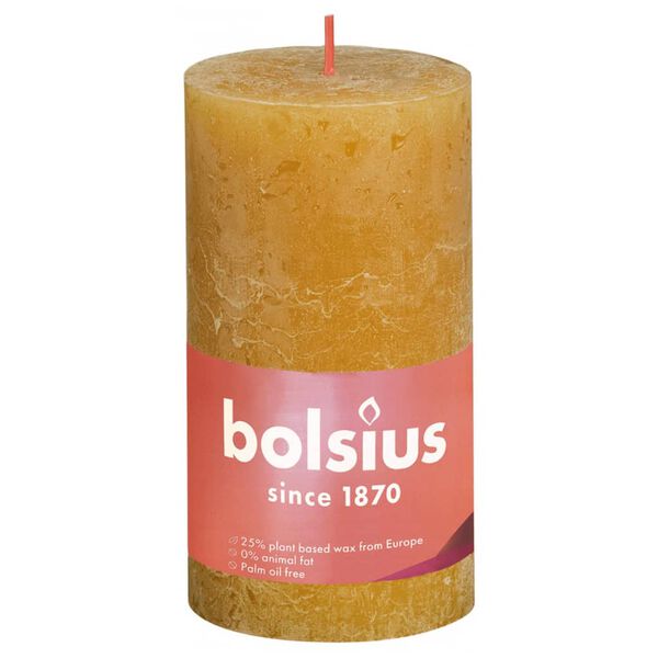 Bolsius Lum&acirc;nări bloc rustice Shine, 4 buc., galben fagure, 130x68 mm