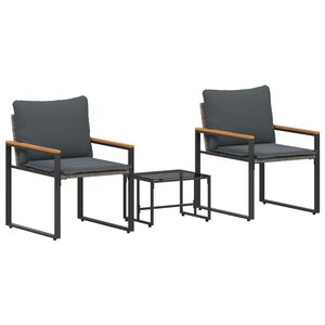 vidaXL Seturi de mobilier cu pernă 3 pcs Gri și gri &icirc;nchis Ratan