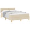 vidaXL Pat cu arcuri cu saltea cu headboard Crem 140 x 190 cm țesătură