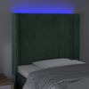 vidaXL Tăblie de pat cu LED, verde &icirc;nchis, 93x16x118/128cm, catifea