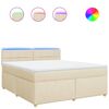 vidaXL Pat continental cu saltea, crem, 180x200 cm, textil