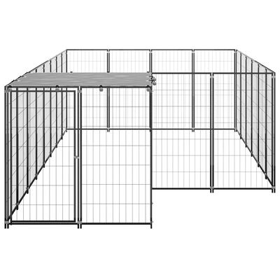 vidaXL Padoc pentru câini, negru, 8,47 m², oțel