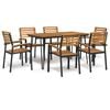 vidaXL Set mobilier de grădină, 7 piese, lemn masiv de acacia și metal