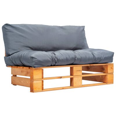 vidaXL Canapea din paleți de grădină, cu perne gri, lemn de pin