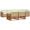 vidaXL Set de canapele de exterior cu pernă 7 pcs Natural și Crem