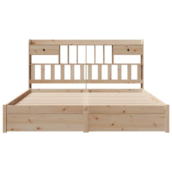 vidaXL Pat cu bibliotecă fără saltea, 180x200 cm, lemn masiv de pin