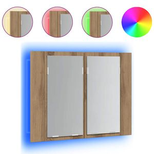vidaXL Dulap cu oglindă & LED stejar artizanal 60x12x45 cm lemn