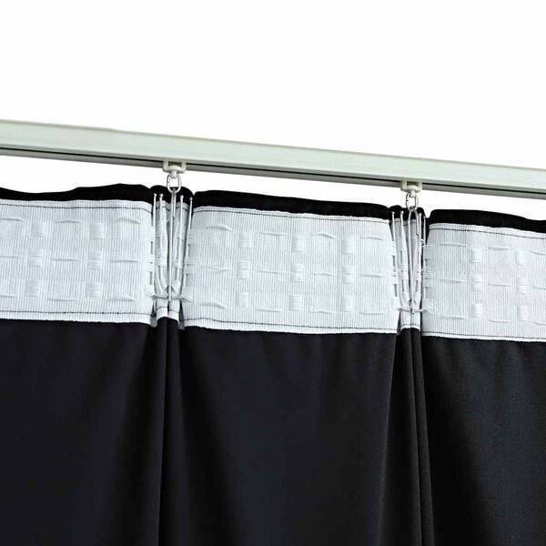 vidaXL Draperii opace cu c&acirc;rlige, 2 buc., negru, 140x175 cm, catifea