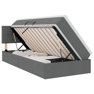 vidaXL Pat cu saltea și spațiu de depozitare Gri &icirc;nchis 90 x 190 cm