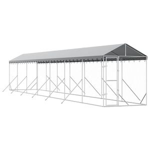 vidaXL Padoc exterior cu acoperiș argintiu 2x14x2,5 m oțel galvanizat