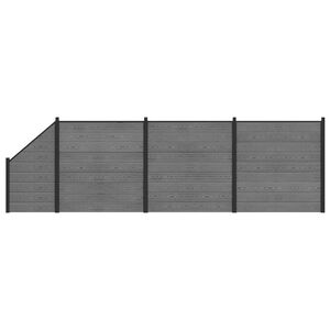 vidaXL Set de Gard 619 x 186 cm WPC și Aluminiu Gri