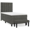 vidaXL Pat box spring cu saltea, gri &icirc;nchis, 100x200 cm, catifea