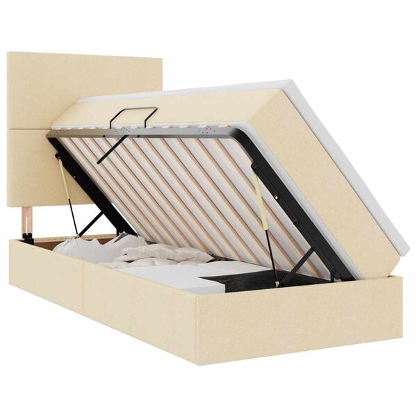 vidaXL Pat cu saltea și LED cu saltea Creme 90 x 190 cm Poliester