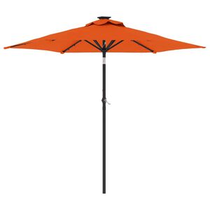 vidaXL Umbrelă soare grădină st&acirc;lp din oțel/LED teracotă 225x225x212cm