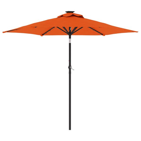 vidaXL Umbrelă soare grădină st&acirc;lp din oțel/LED teracotă 225x225x212cm