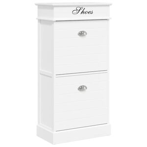 vidaXL Pantofar, alb, 50 x 28 x 98 cm, lemn de paulownia
