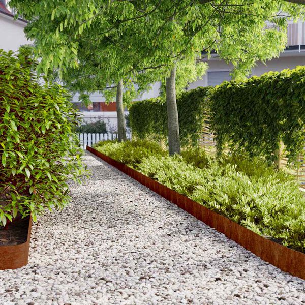 vidaXL Borduri de gazon 10 buc. 15x103 cm oțel Corten flexibil