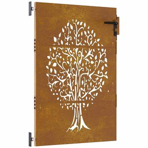 vidaXL Poartă de grădină 85x125 cm, oțel corten, design copac