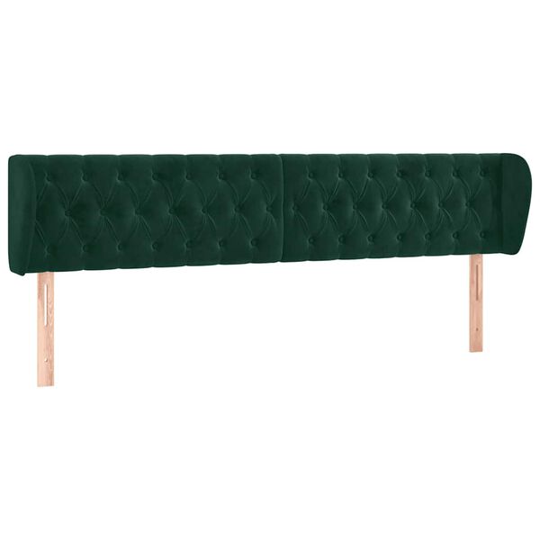 vidaXL Tăblie de pat cu aripioare verde &icirc;nchis 183x23x78/88 cm catifea