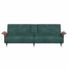 vidaXL Canapea extensibilă cu suporturi de pahar verde &icirc;nchis, catifea