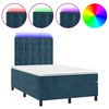 vidaXL Pat box spring cu saltea/LED albastru &icirc;nchis 120x190cm catifea